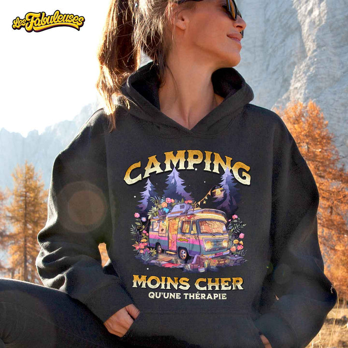CAMPING moins cher qu'une thérapie - Coton Ouaté Unisexe à capuche