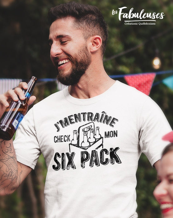 J'Mentraine check mon Six Pack - T-Shirt Col en ROND HOMME