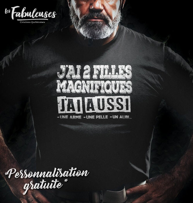 J'ai ___ filles Magnifiques - T-Shirt Col en ROND HOMME