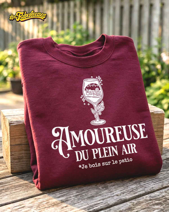 Amoureuse du plein air Je bois sur le patio - Coton Ouaté Unisexe