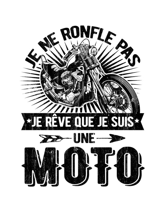 Je ne ronfle pas Je rêve que je suis une moto - T-Shirt Col en ROND HOMME